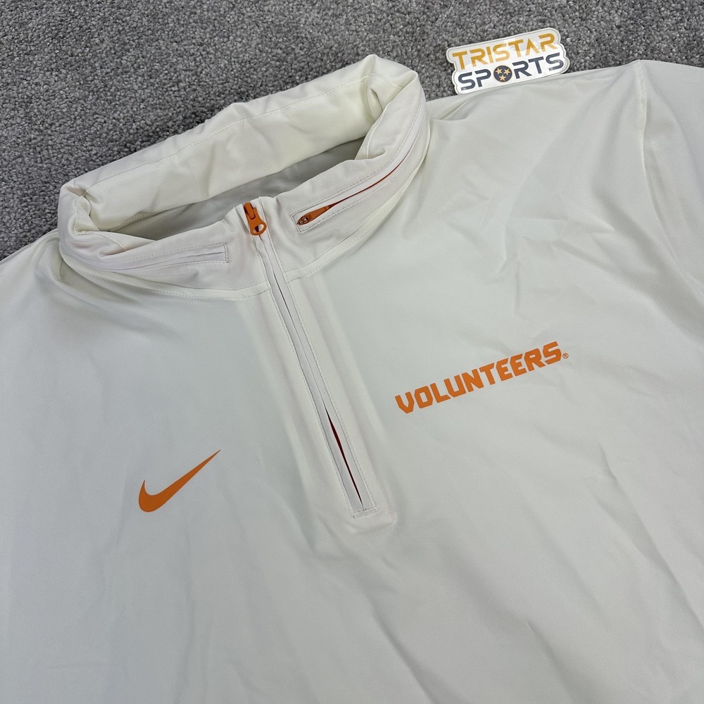 Tennessee Volunteers Coaches Jacket Mens 3XL White Nike 1/4 Zip Hooded Pullover
